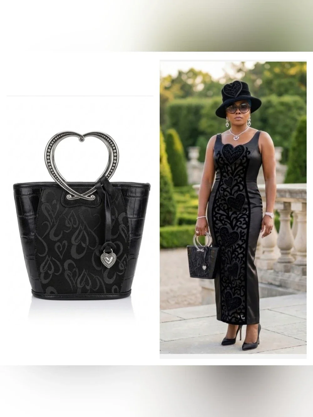 Brighton Heart-Handle Black Tote Bag